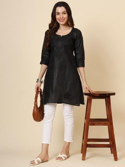 VAIRAGEE - Black Cotton Embroidered Work Kurti