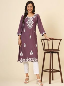 VAIRAGEE - Purple Rayon Embroidered Work Kurta