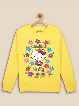 Kidsville - Girls Hello Kitty Printed Yellow Sweatshirt