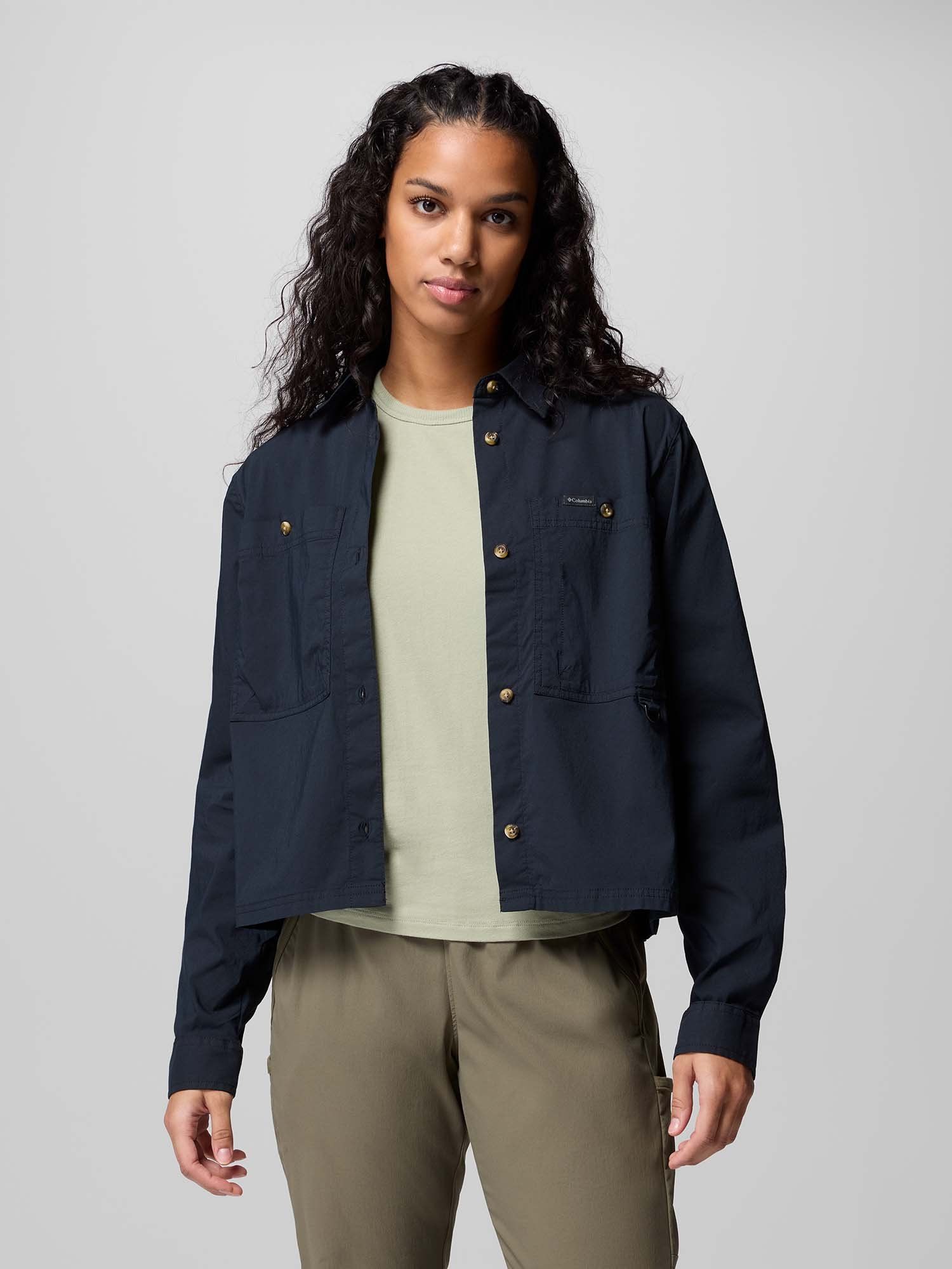 columbia Women Navy Blue Brea Falls Woven Long Sleeve Shirt-picture-34