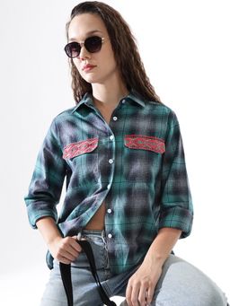 High Star - Women Woven Multi-Color Relaxed Fit Spread Collar Regular Sleeves Shirt