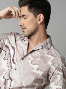 Rare Rabbit - Beige Printed Shirt