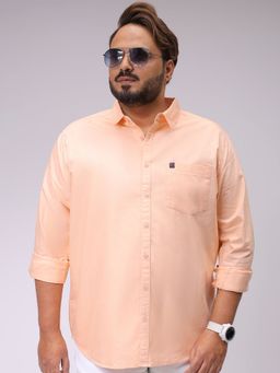 Hardsoda - By The Indian Garage Co Mens Peach Plus Size Solid Casual Shirt