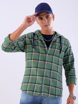 Hardsoda - By The Indian Garage Co Mens Green Checkered Casual Shirt