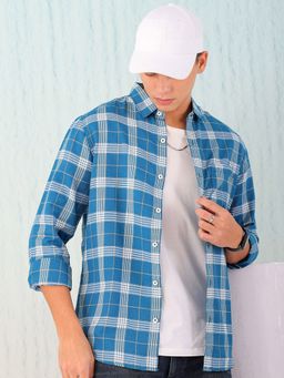 Hardsoda - By The Indian Garage Co Mens Blue Checkered Casual Shirt