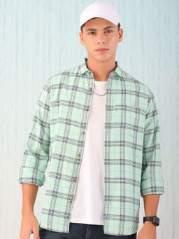 Hardsoda - By The Indian Garage Co Mens Green Checkered Casual Shirt