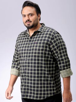 Hardsoda - By The Indian Garage Co Mens Black Plus Size Checkered Casual Shirt