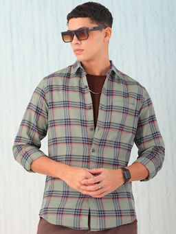 Hardsoda - By The Indian Garage Co Mens Green Checkered Casual Shirt