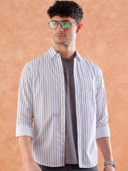 Hardsoda - By The Indian Garage Co Mens White Striped Casual Shirt