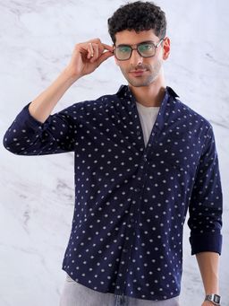 Hardsoda - By The Indian Garage Co Mens Navy Blue Spread Collar Casual Shirt