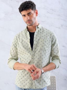 Hardsoda - By The Indian Garage Co Mens Green Spread Collar Casual Shirt