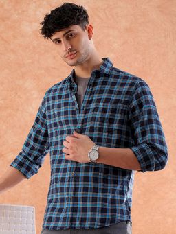 Hardsoda - By The Indian Garage Co Mens Blue Checkered Casual Shirt