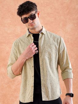 Hardsoda - By The Indian Garage Co Mens Green Floral Spread Collar Casual Shirt