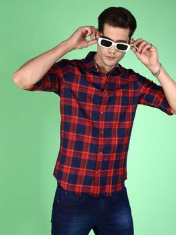 Hardsoda - By The Indian Garage Co Mens Red Checkered Casual Shirt