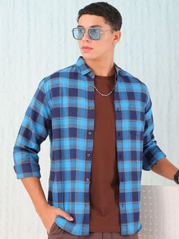 Hardsoda - By The Indian Garage Co Mens Blue Checkered Casual Shirt