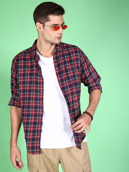 Hardsoda - By The Indian Garage Co Mens Red Checkered Casual Shirt