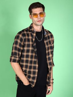 Hardsoda - By The Indian Garage Co Mens Yellow Checkered Casual Shirt