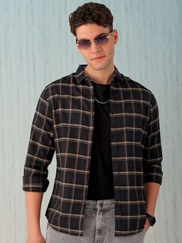 Hardsoda - By The Indian Garage Co Mens Black Checkered Casual Shirt