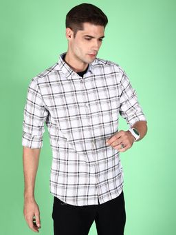 Hardsoda - By The Indian Garage Co Mens White Checkered Casual Shirt