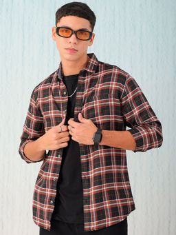 Hardsoda - By The Indian Garage Co Mens Black Checkered Casual Shirt