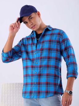 Hardsoda - By The Indian Garage Co Mens Blue Checkered Casual Shirt