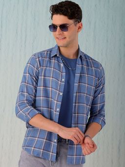 Hardsoda - By The Indian Garage Co Mens Blue Checkered Casual Shirt