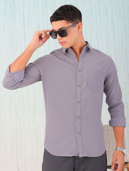 Hardsoda - By The Indian Garage Co Mens Grey Slim Fit Solid Casual Shirt
