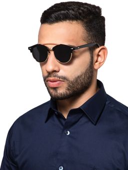 Intellilens - Round 100% UV Protect HD Vision Sunglasses Gold and Grey