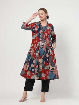 Zelena - Rayon Maternity Anarkali and Pant -Navy Blue