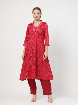 Zelena - Rayon Maternity Anarkali and Pant -Rani Pink