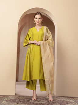 Zelena - Cotton Maternity Kurta Pant and Dupatta - Green