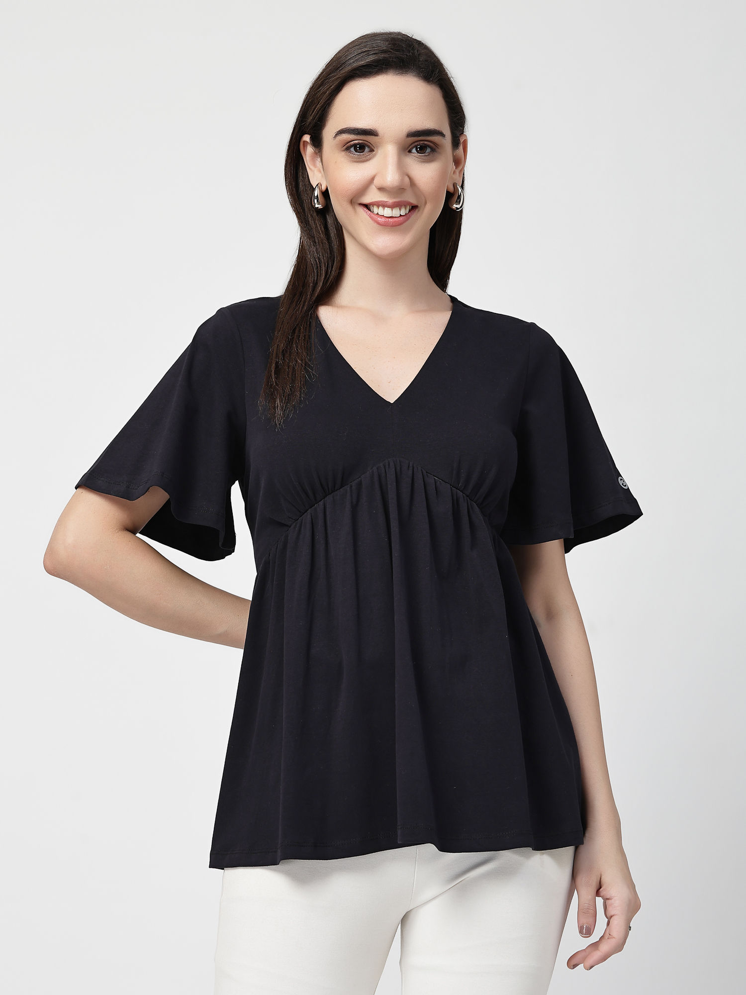 zelena Cotton Stretch Maternity Top - Black-picture-41