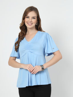 Zelena - Viscose Elastane Maternity Top -Ice Blue