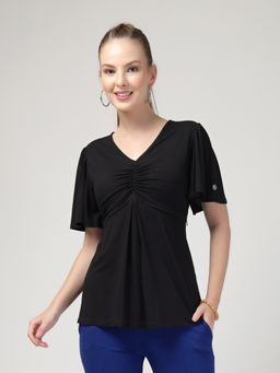 Zelena - Viscose Elastane Maternity Top -Black