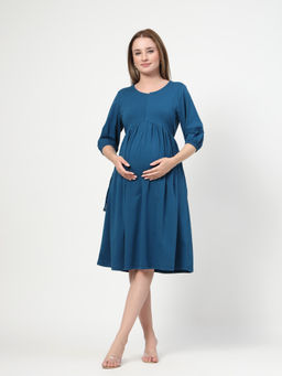 Zelena - Cotton Stretch Maternity Dress - Air Force