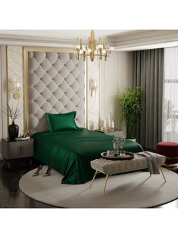Stoa Paris - Green Satin Single Bedsheet with 1 Pillow Cover