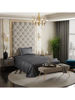 Stoa Paris - Dark Grey Single Satin Bedsheet with 1 Pillow Covers