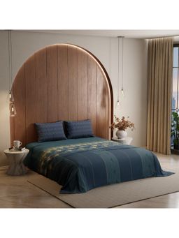 Stoa Paris - Blue Printed King Bedsheet with 2 Pillow Covers