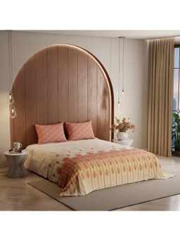 Stoa Paris - Cream Satin Cotton Printed King Bedsheet with 2 Pillow Covers