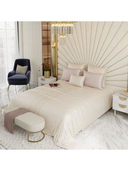 Stoa Paris - Ivory King Bedsheet with 4 Pillow Covers & Cushions