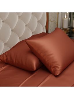 Stoa Paris - Rust Ultra Satin Pillow Covers (Set Of 2)