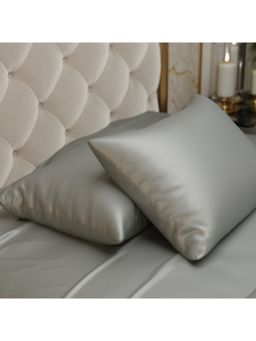 Stoa Paris - Grey Ultra Satin Pillow Covers (Set Of 2)