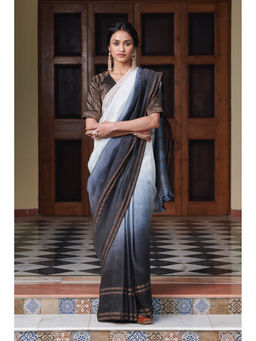 Dressfolk - Handwoven Ombre Silk Linen Saree without blouse