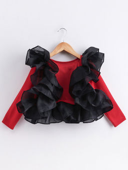 Pink Cow - Black Ruffled Top