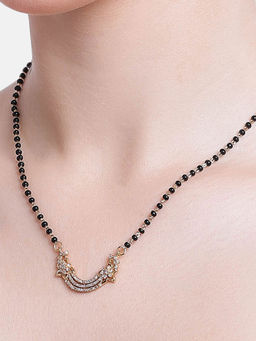 Estele - Gold Plated CZ Floral Shimmering Designer Mangalsutra Necklace Set for Women