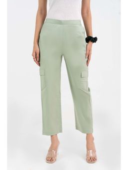GulaboSitabo - Pista Green Pure Cotton Solid Pant with Leaf Bottom