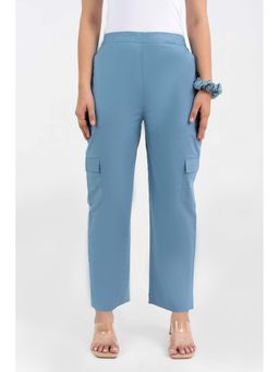 GulaboSitabo - Light Blue Pure Cotton Solid Cargo Pant