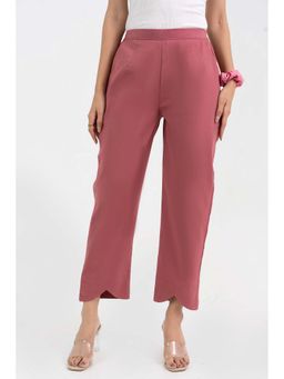 GulaboSitabo - Mauve Pure Cotton Solid Pant with Leaf Bottom