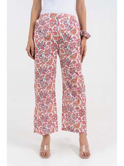 GulaboSitabo - Off White Floral Printed Pure Cotton Pant