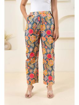 GulaboSitabo - Grey Floral Printed Pure Cotton Pant